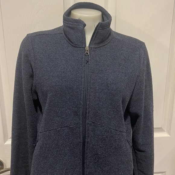 REI co op blue mock neck textured zip up fleece jacket size medium - Picture 3 of 9